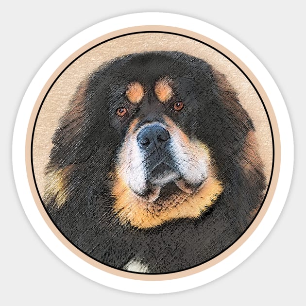 Tibetan Mastiff Painting - Cute Original Dog Art Sticker by Alpen Designs